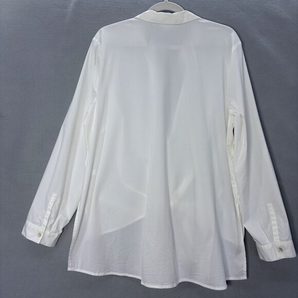 J Jill Long Sleeve WHITE SHIRT COLLECTION Blouse Tie Front XL Casual Work Staple - Picture 4 of 12